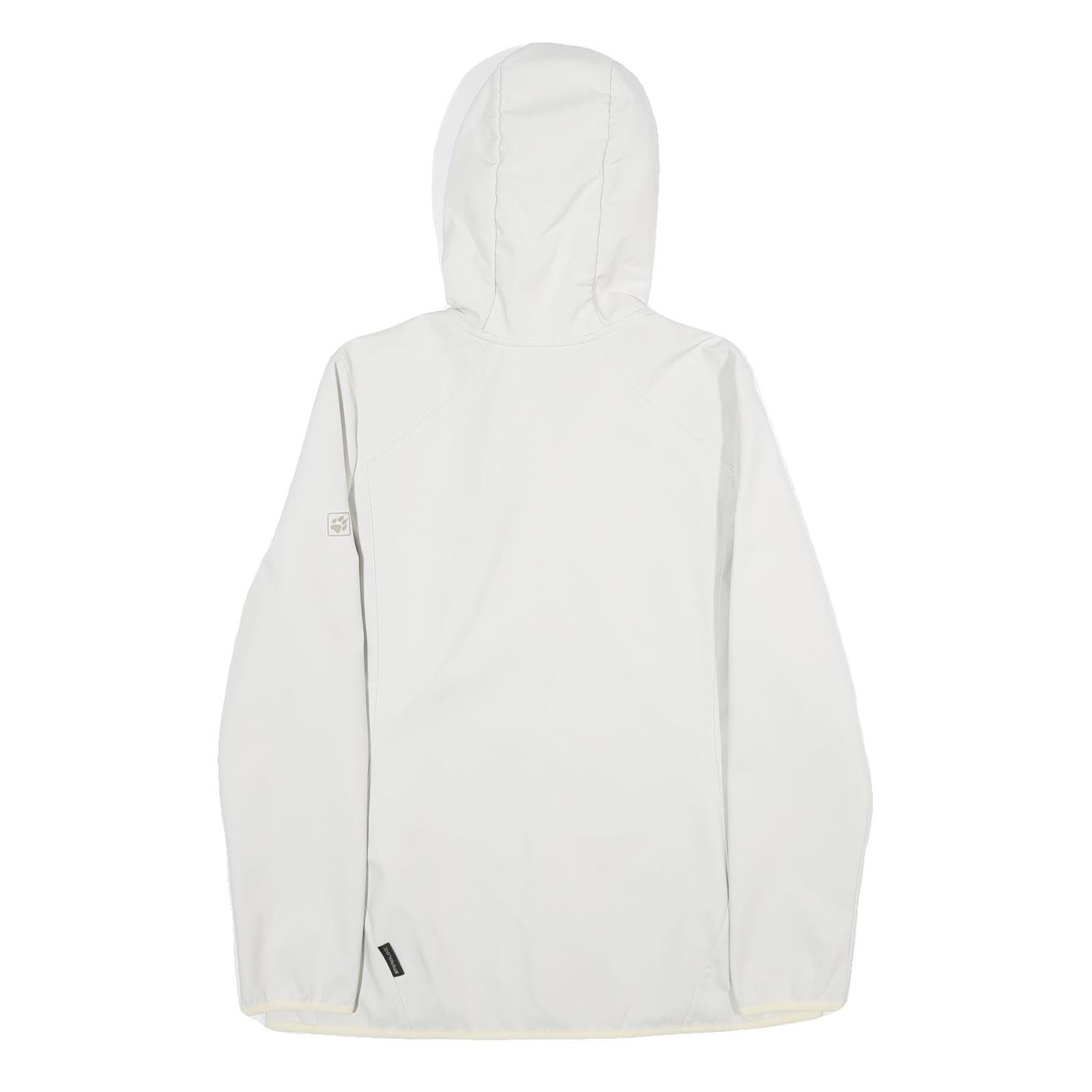 JACK WOLFSKIN Womens White Hooded Jacket L Polyester Softshell Outdoor Zip