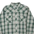 WRANGLER Mens Green & Cream Check Shirt L Long Sleeve Button-Front Casual Cotton