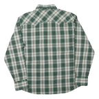 WRANGLER Mens Green & Cream Check Shirt L Long Sleeve Button-Front Casual Cotton