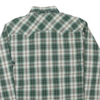 WRANGLER Mens Green & Cream Check Shirt L Long Sleeve Button-Front Casual Cotton