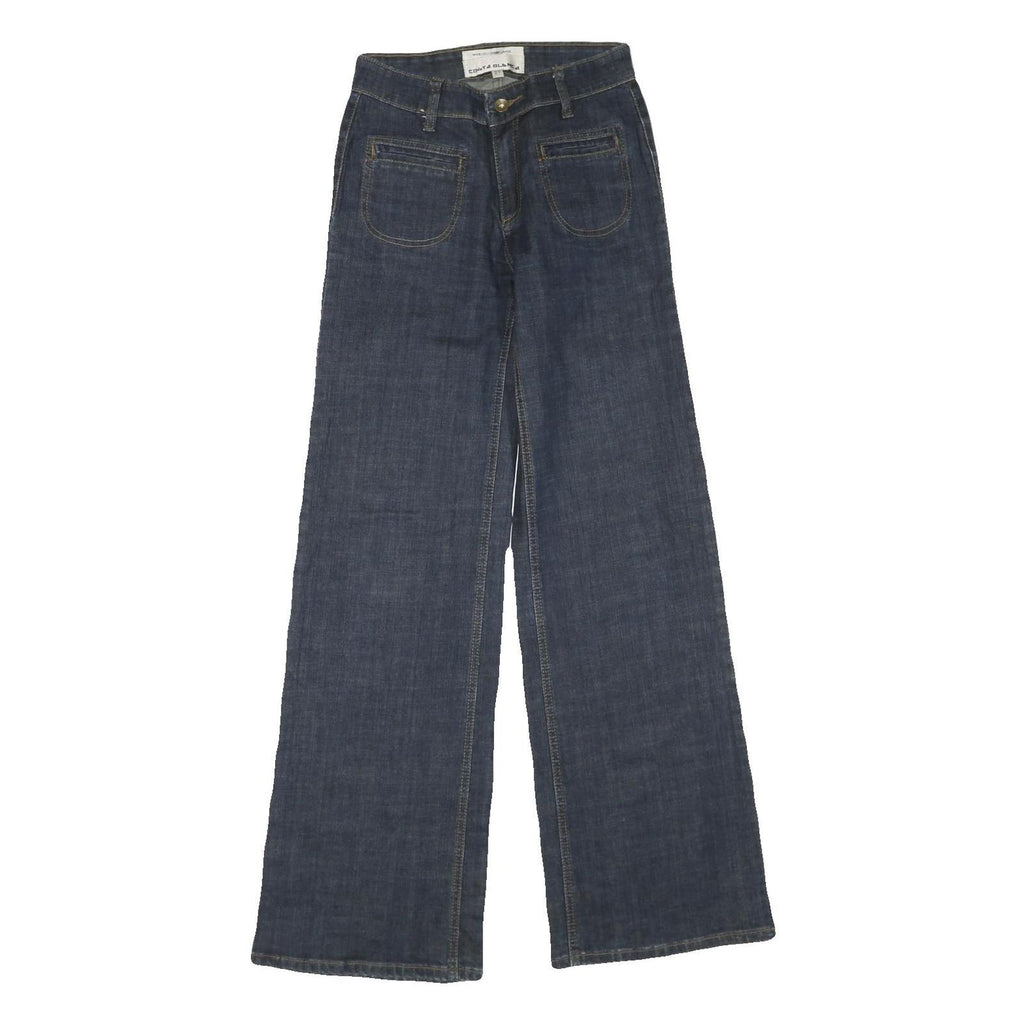 COSTA BLANCA Womens Dark Blue Regular Wide-Leg Denim Jeans W27 L33 Zip Cotton