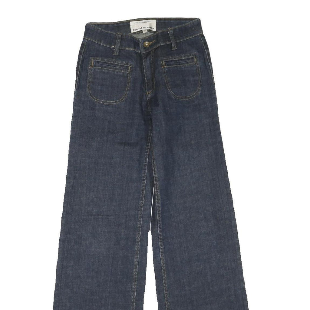 COSTA BLANCA Womens Dark Blue Regular Wide-Leg Denim Jeans W27 L33 Zip Cotton