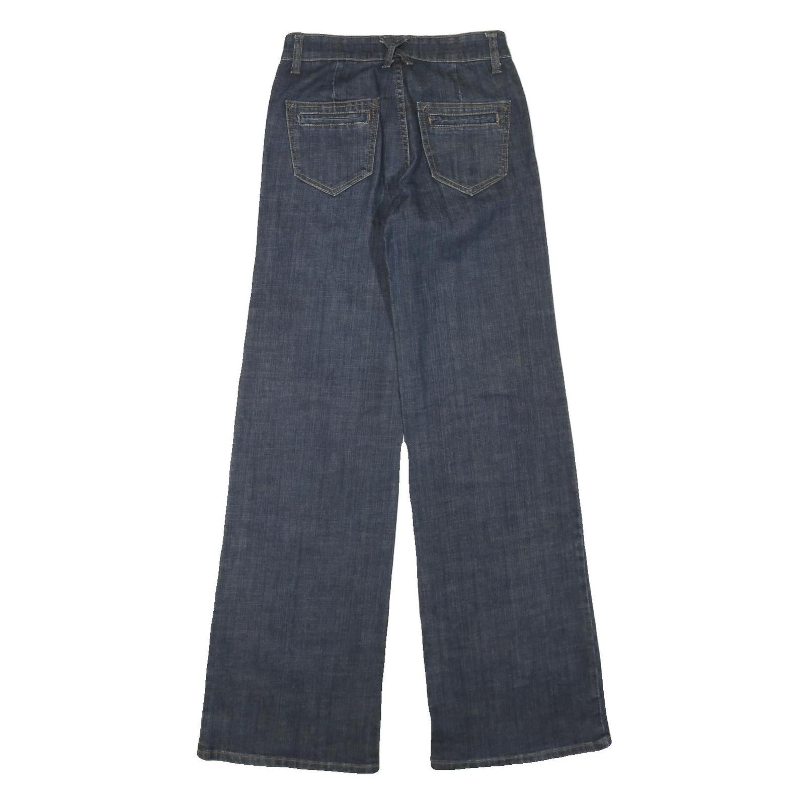 COSTA BLANCA Womens Dark Blue Regular Wide-Leg Denim Jeans W27 L33 Zip Cotton