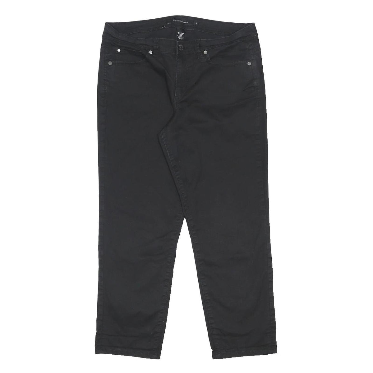 CALVIN KLEIN JEANS Womens Black Regular Tapered Trousers W32 L25 Zip Cotton