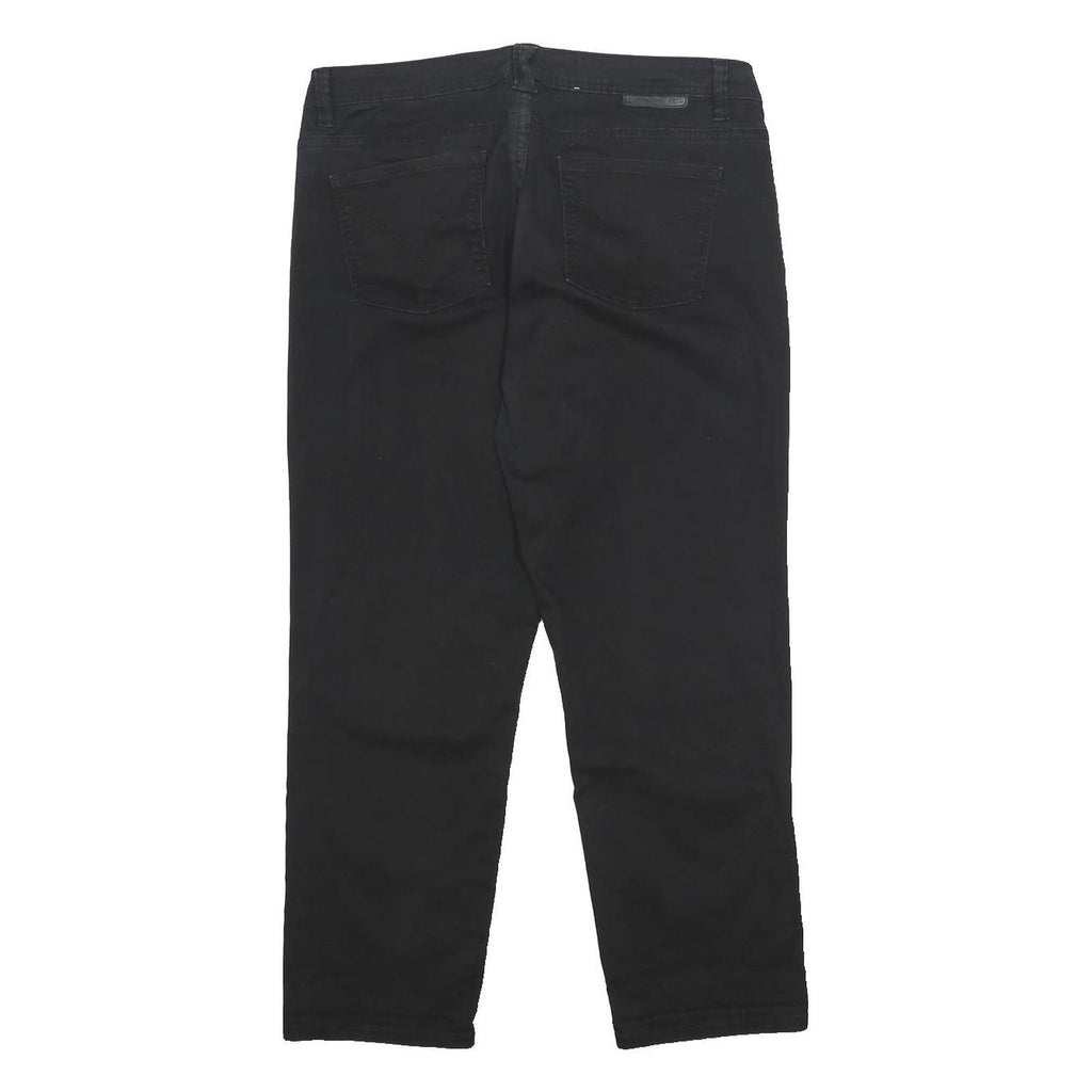 CALVIN KLEIN JEANS Womens Black Regular Tapered Trousers W32 L25 Zip Cotton