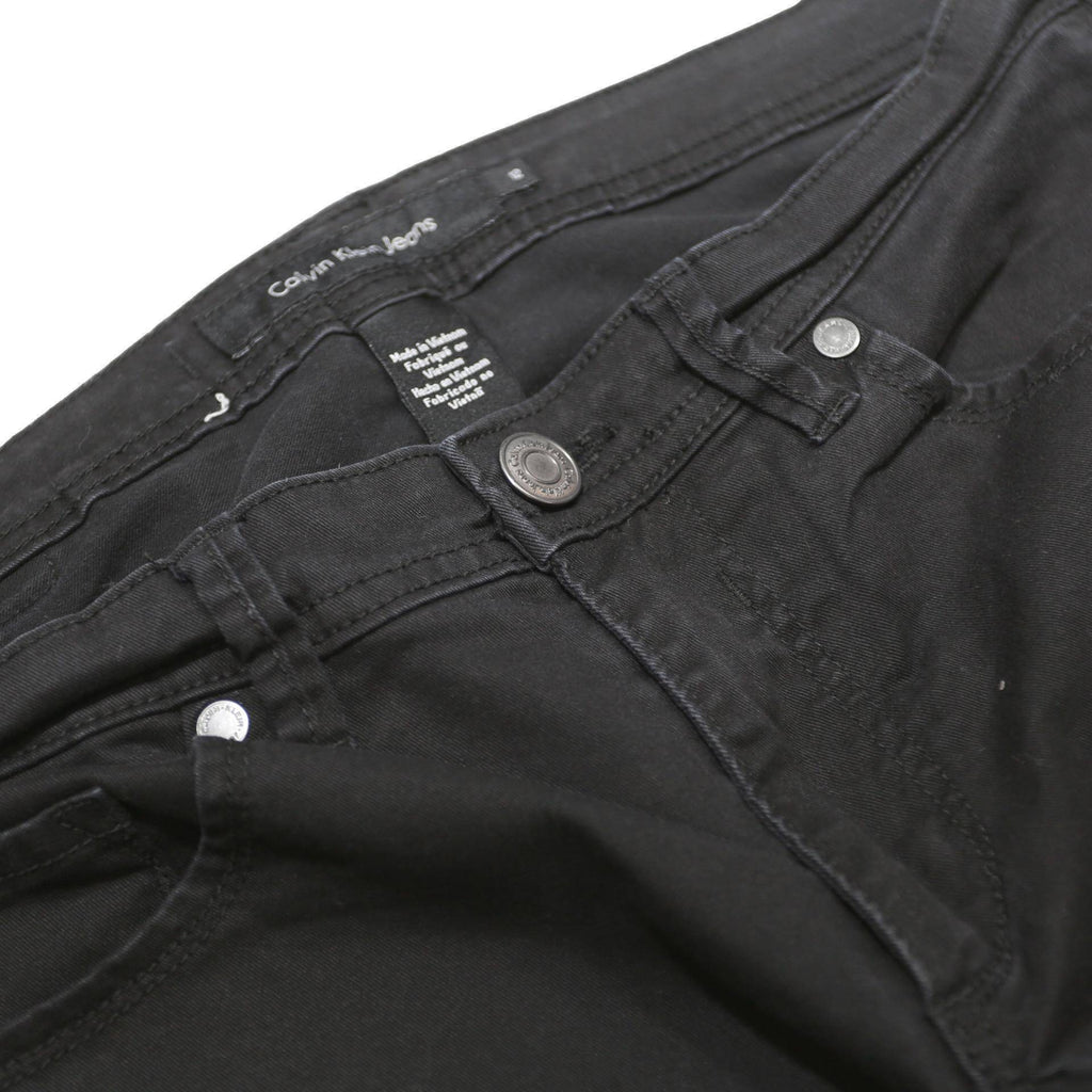CALVIN KLEIN JEANS Womens Black Regular Tapered Trousers W32 L25 Zip Cotton