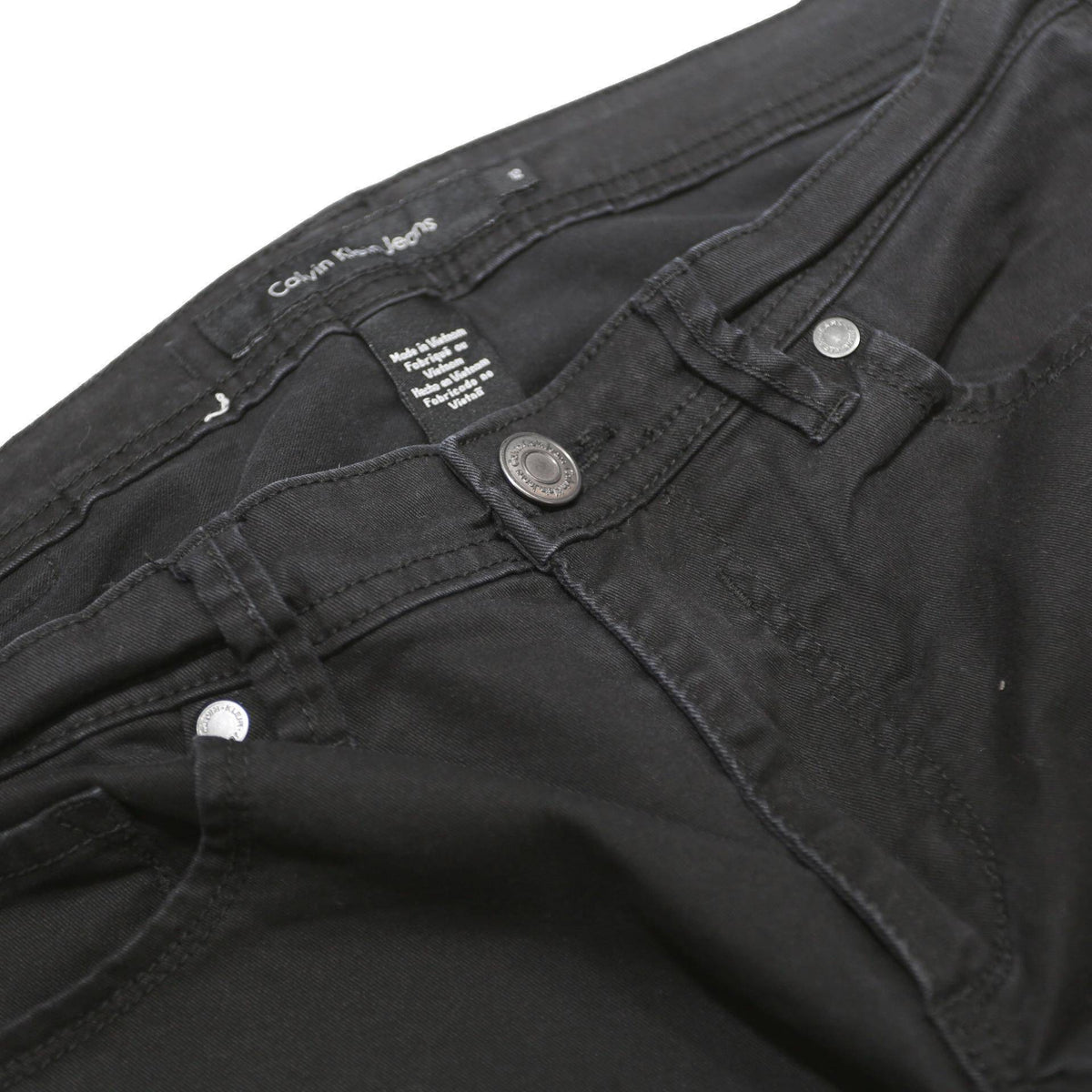 CALVIN KLEIN JEANS Womens Black Regular Tapered Trousers W32 L25 Zip Cotton