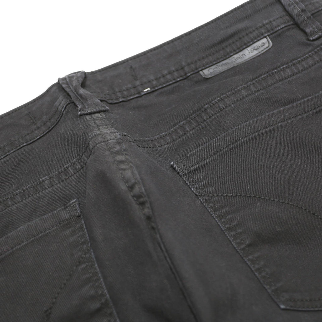 CALVIN KLEIN JEANS Womens Black Regular Tapered Trousers W32 L25 Zip Cotton