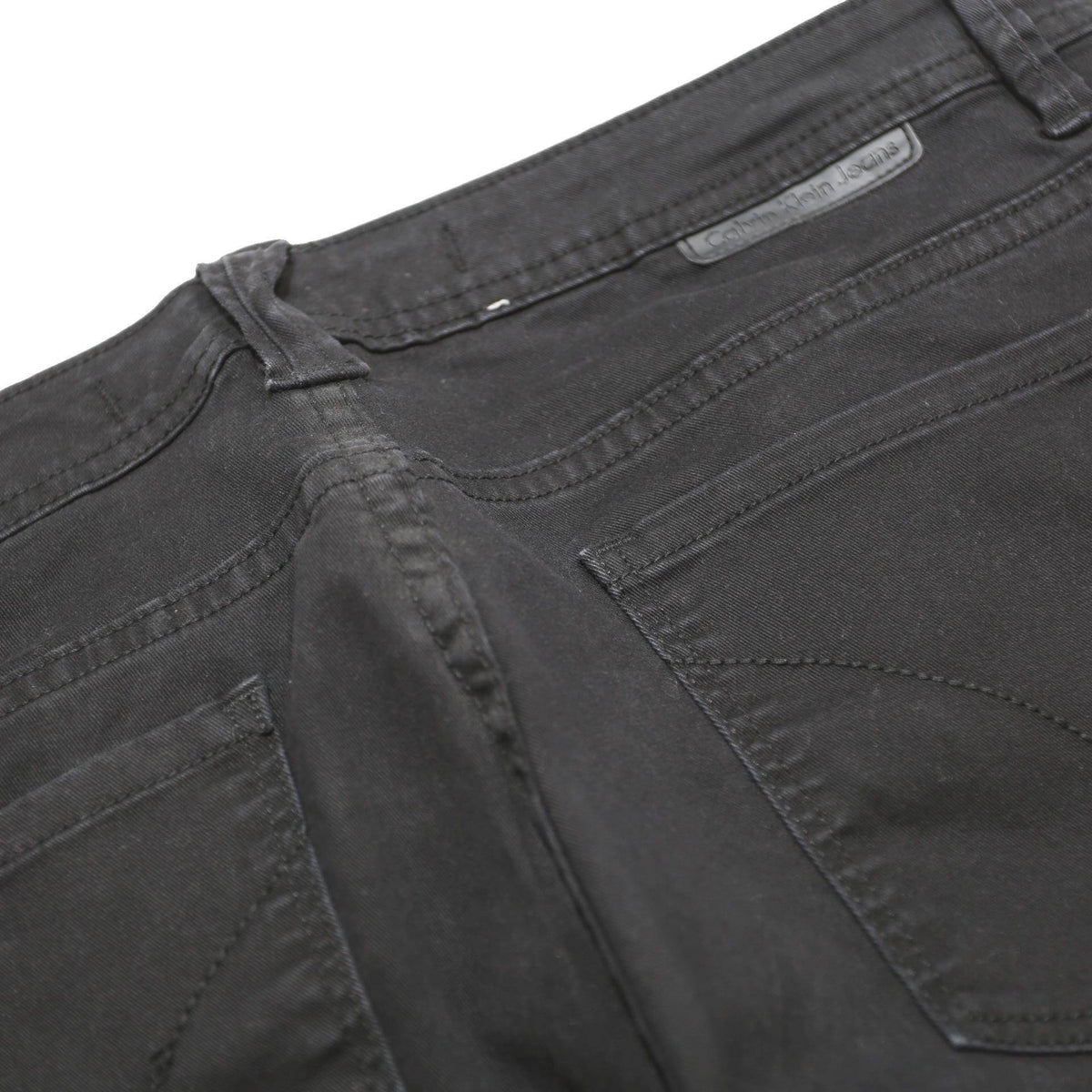 CALVIN KLEIN JEANS Womens Black Regular Tapered Trousers W32 L25 Zip Cotton