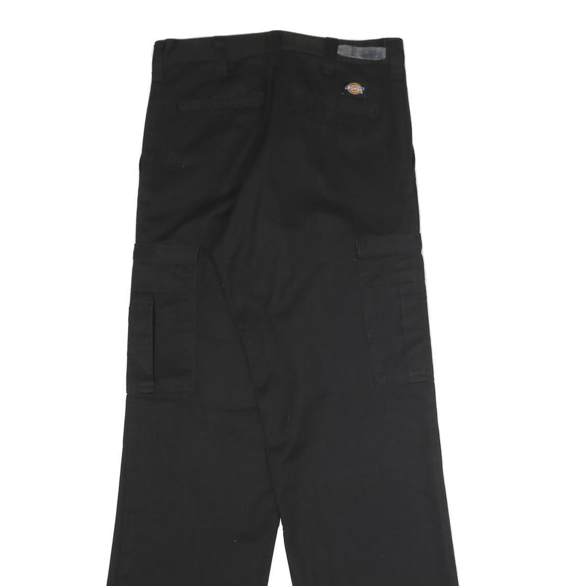 DICKIES Mens Polyester Blend Black Regular Straight Trousers W32 L33 Workwear