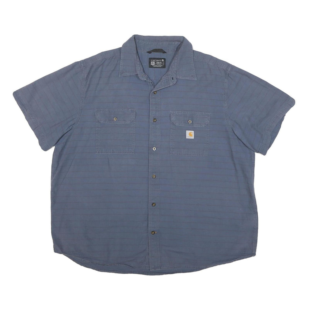CARHARTT Mens Blue Cotton Blend Short Sleeve Shirt 2XL Casual Workwear