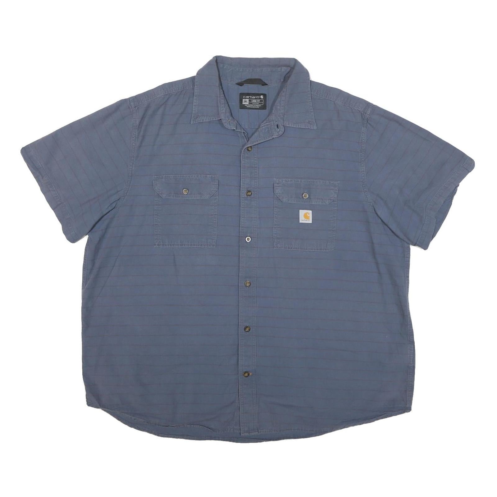 CARHARTT Mens Blue Cotton Blend Short Sleeve Shirt 2XL Casual Workwear