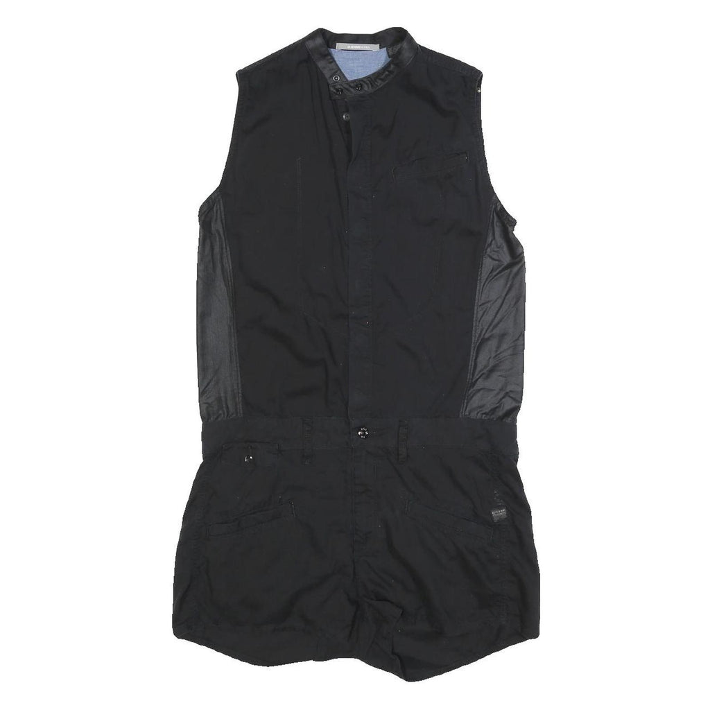 G-STAR Womens Black Playsuit Cotton Blend M Sleeveless Button Closure Casual