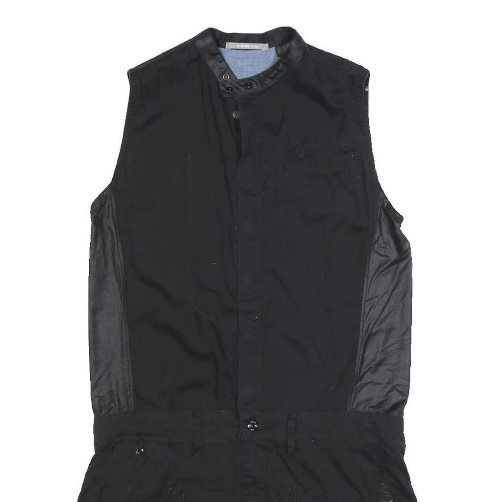 G-STAR Womens Black Playsuit Cotton Blend M Sleeveless Button Closure Casual