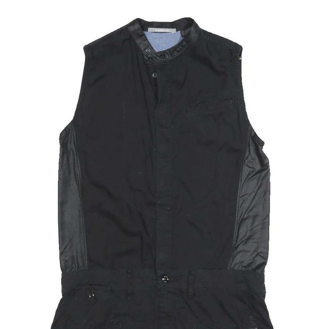 G-STAR Womens Black Playsuit Cotton Blend M Sleeveless Button Closure Casual