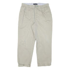 TOMMY HILFIGER Mens Cotton Blend Beige Relaxed Straight Trousers W34 L27 Casual