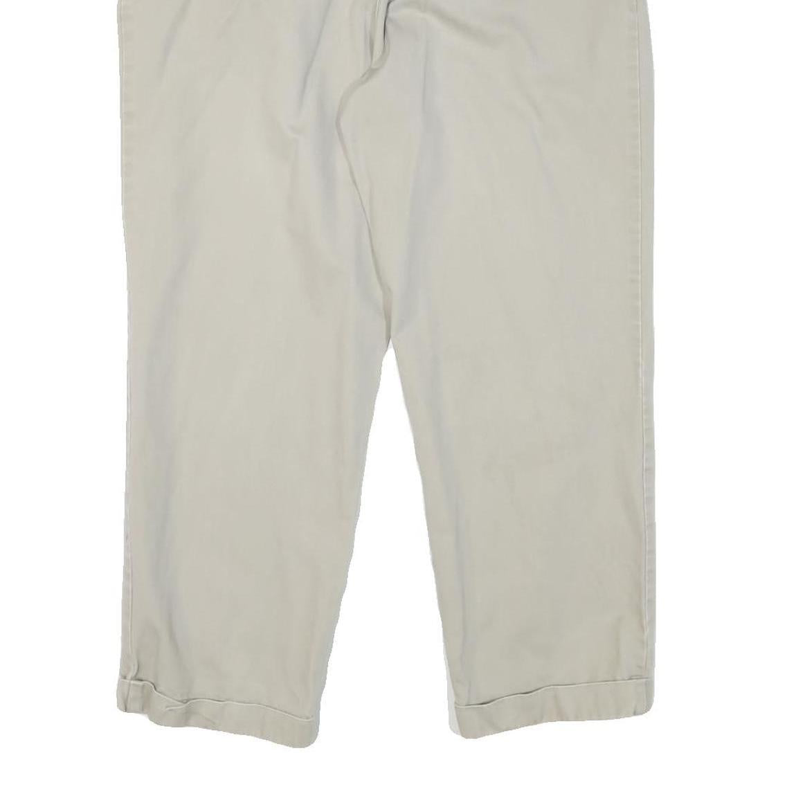 TOMMY HILFIGER Mens Cotton Blend Beige Relaxed Straight Trousers W34 L27 Casual