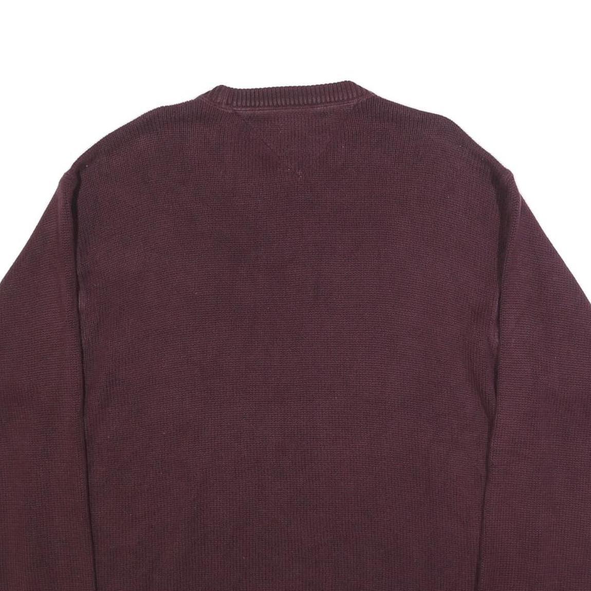 TOMMY HILFIGER Mens Maroon Classic Jumper Crew Neck Basic Knit XL Cotton Casual