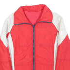 Mens Red & Cream Zip Up Polyester Blend Jacket S Plain Casual Outerwear