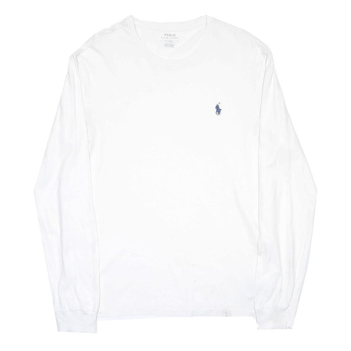 POLO RALPH LAUREN Mens White Long Sleeve Crew Neck T-Shirt M Cotton Blend