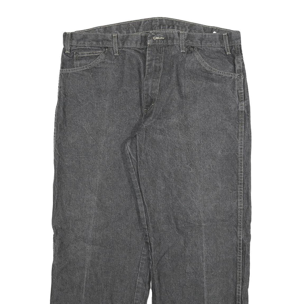 DICKIES Mens Relaxed Black Denim Jeans W38 L30 Workwear Carpenter Zip Closure
