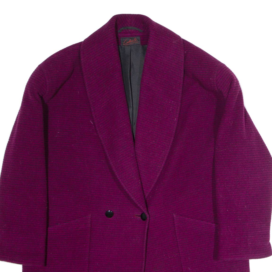 CABALE Womens Overcoat Coat Purple Flannel Striped XL