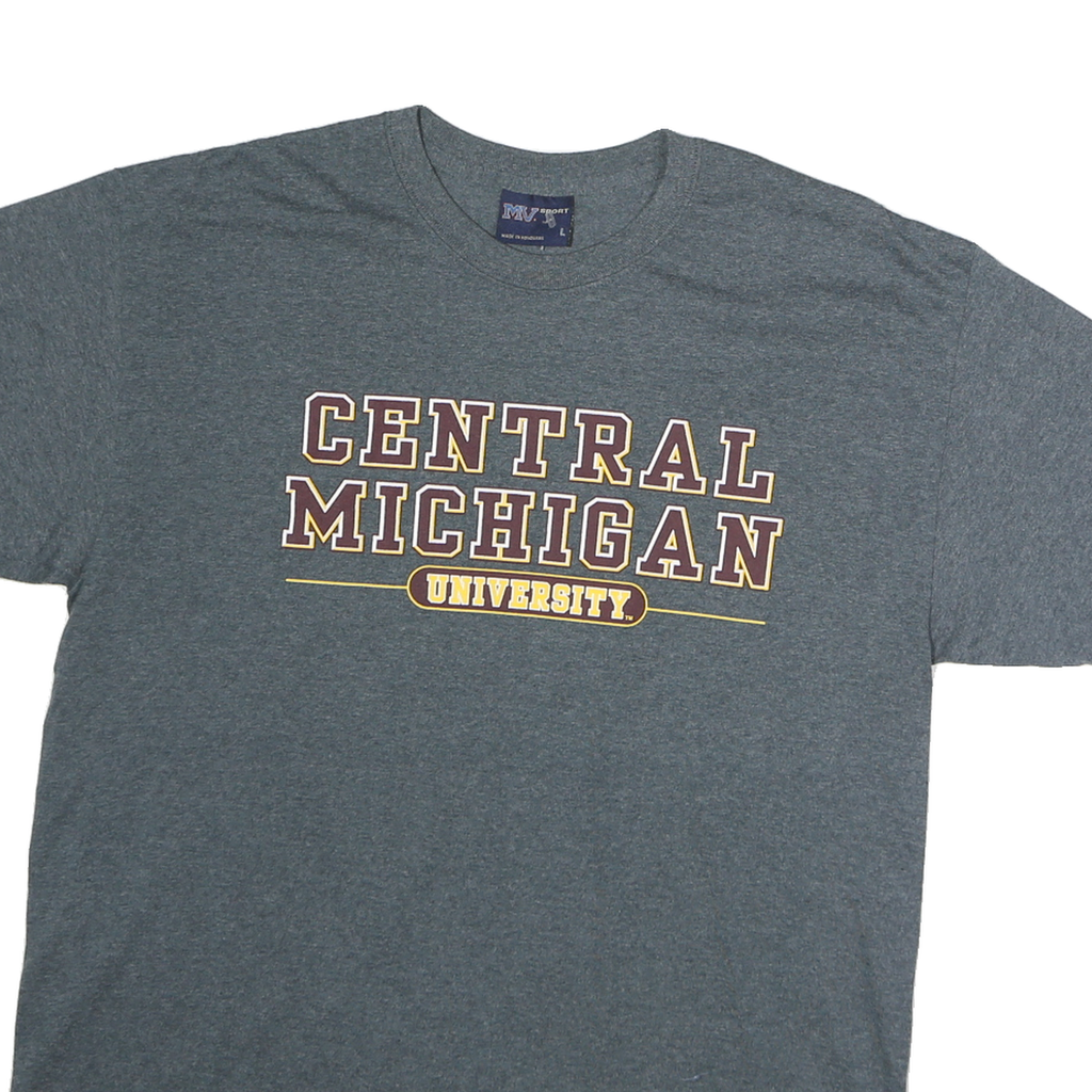 MV SPORT Mens Grey Central Michigan University Graphic T-Shirt L Short Sleeve