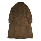 Womens Brown Faux Fur Collar Button Jacket L Polyester Plain Long Sleeve