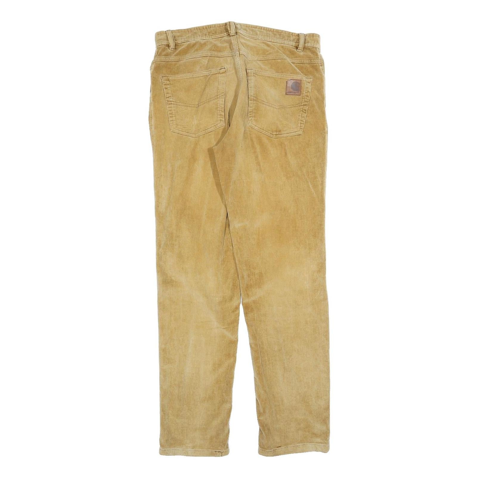CARHARTT Mens Regular Fit Beige Cotton Blend Corduroy Trousers W34 L32 Workwear
