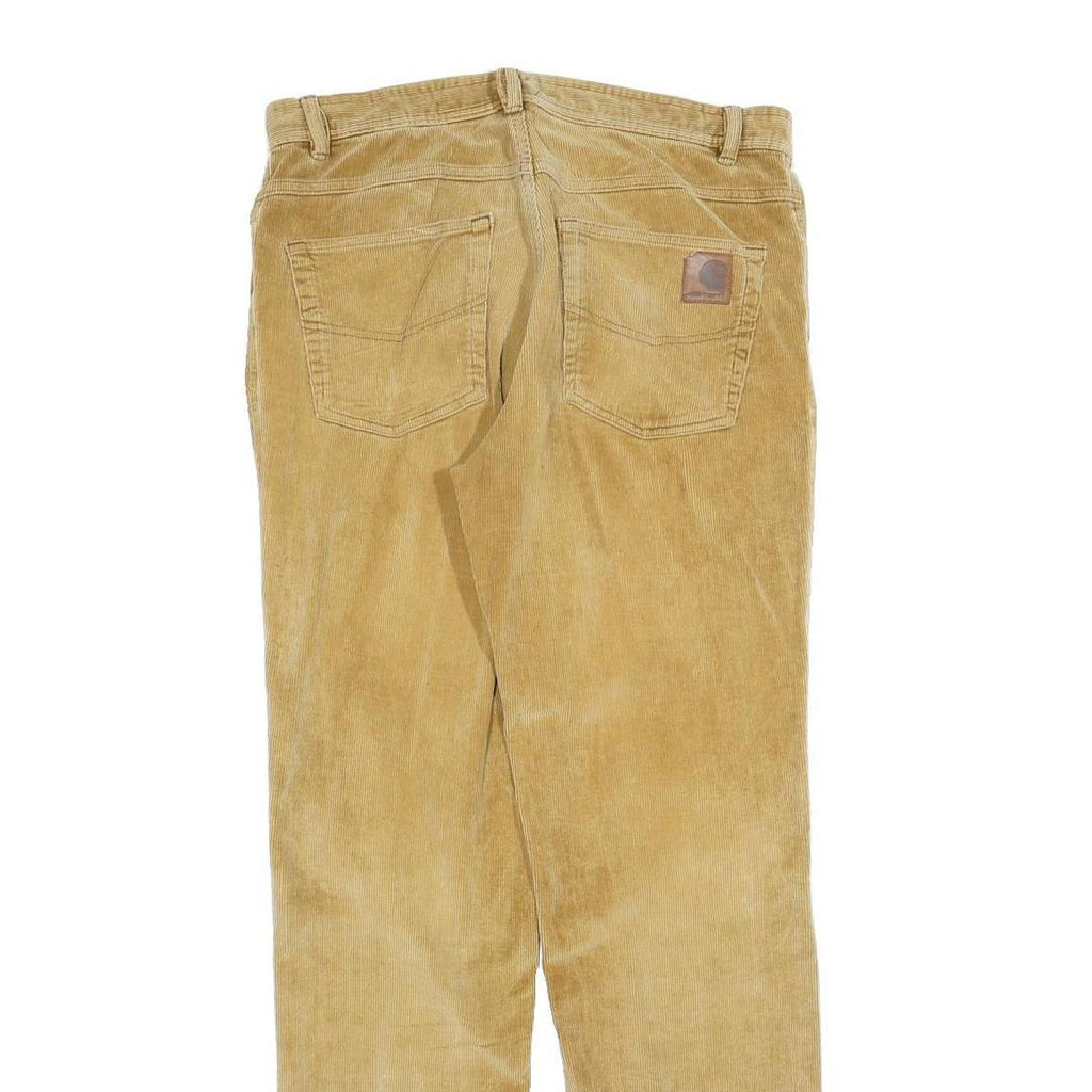 CARHARTT Mens Regular Fit Beige Cotton Blend Corduroy Trousers W34 L32 Workwear