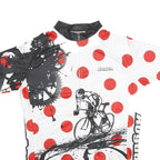 AOGDA Mens White & Red Graphic Cycling Jersey 3XL Short Sleeve Zip Neck