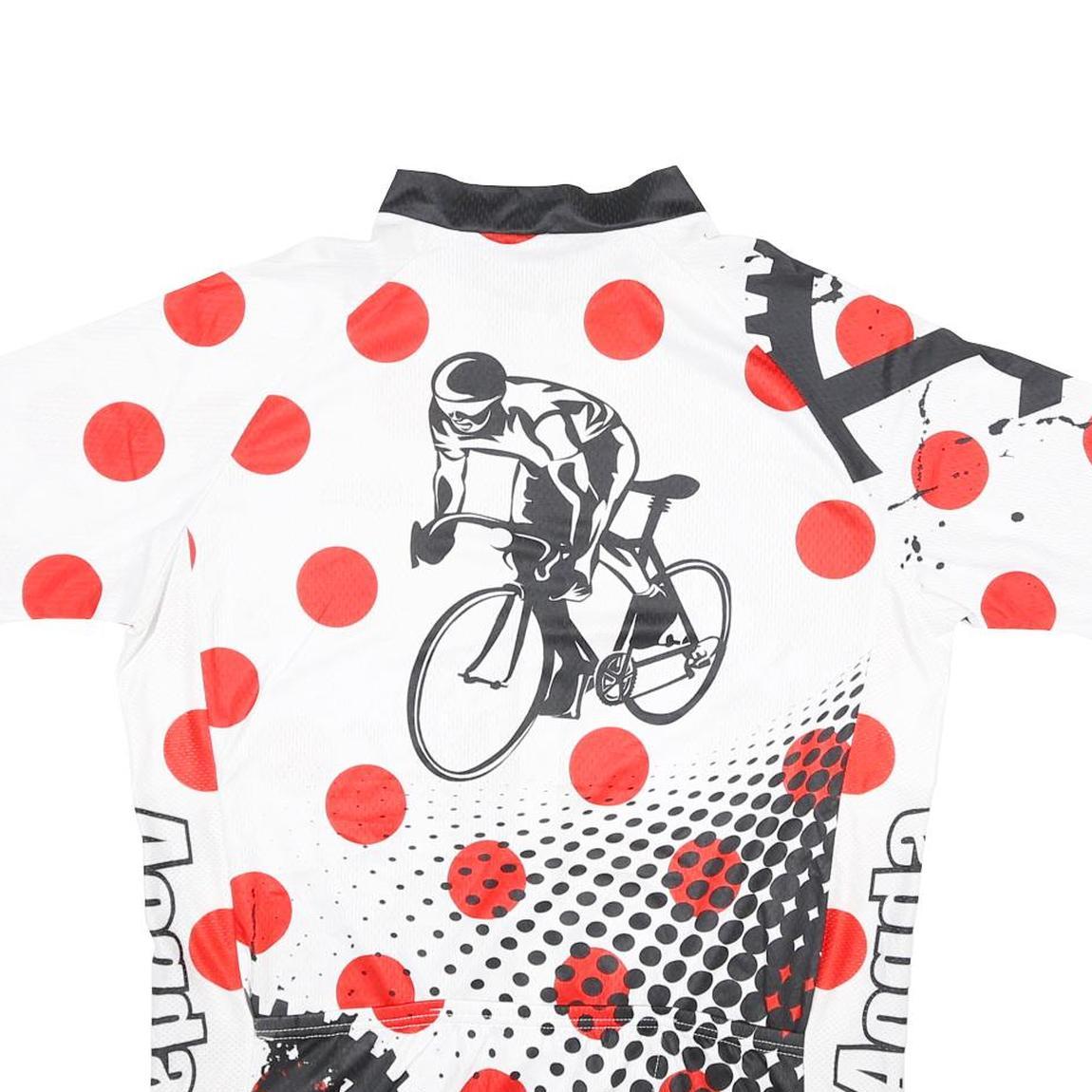 AOGDA Mens White & Red Graphic Cycling Jersey 3XL Short Sleeve Zip Neck