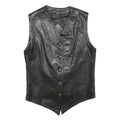 KELLY CONNECTION Womens Black Leather Button Jacket UK 12 Classic Sleeveless