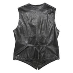 KELLY CONNECTION Womens Black Leather Button Jacket UK 12 Classic Sleeveless