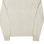 TOMMY HILFIGER Womens Cream Plain Cotton Blend Pullover Jumper L Zippered Rib