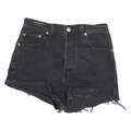 LEVI'S Womens Black Denim Cut-Off Shorts M W26 Distressed Hem Casual
