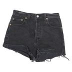 LEVI'S Womens Black Denim Cut-Off Shorts M W26 Distressed Hem Casual