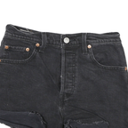 LEVI'S Womens Black Denim Cut-Off Shorts M W26 Distressed Hem Casual