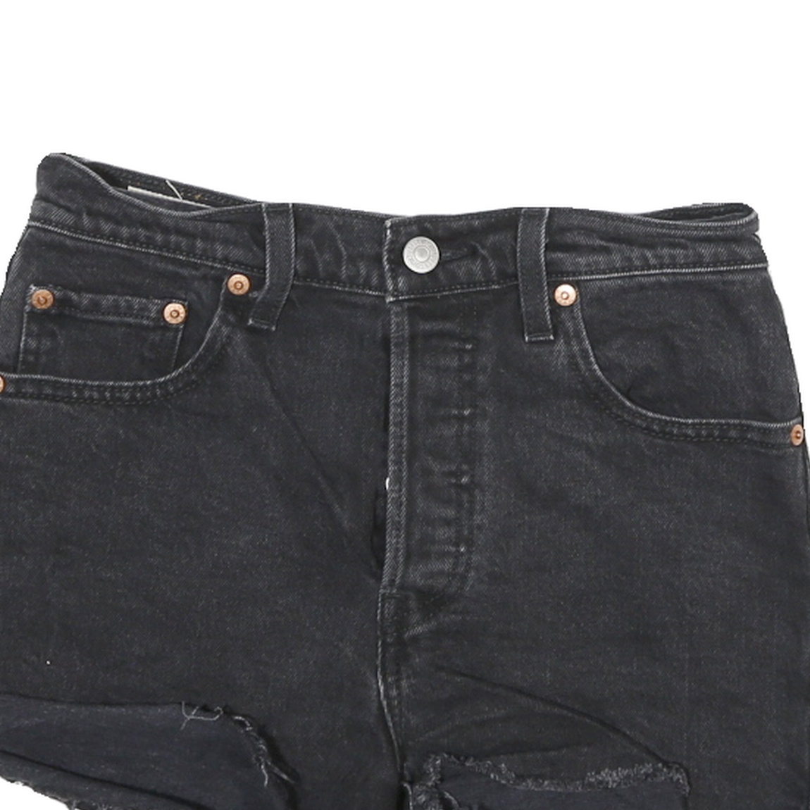 LEVI'S Womens Black Denim Cut-Off Shorts M W26 Distressed Hem Casual