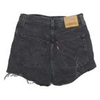 LEVI'S Womens Black Denim Cut-Off Shorts M W26 Distressed Hem Casual