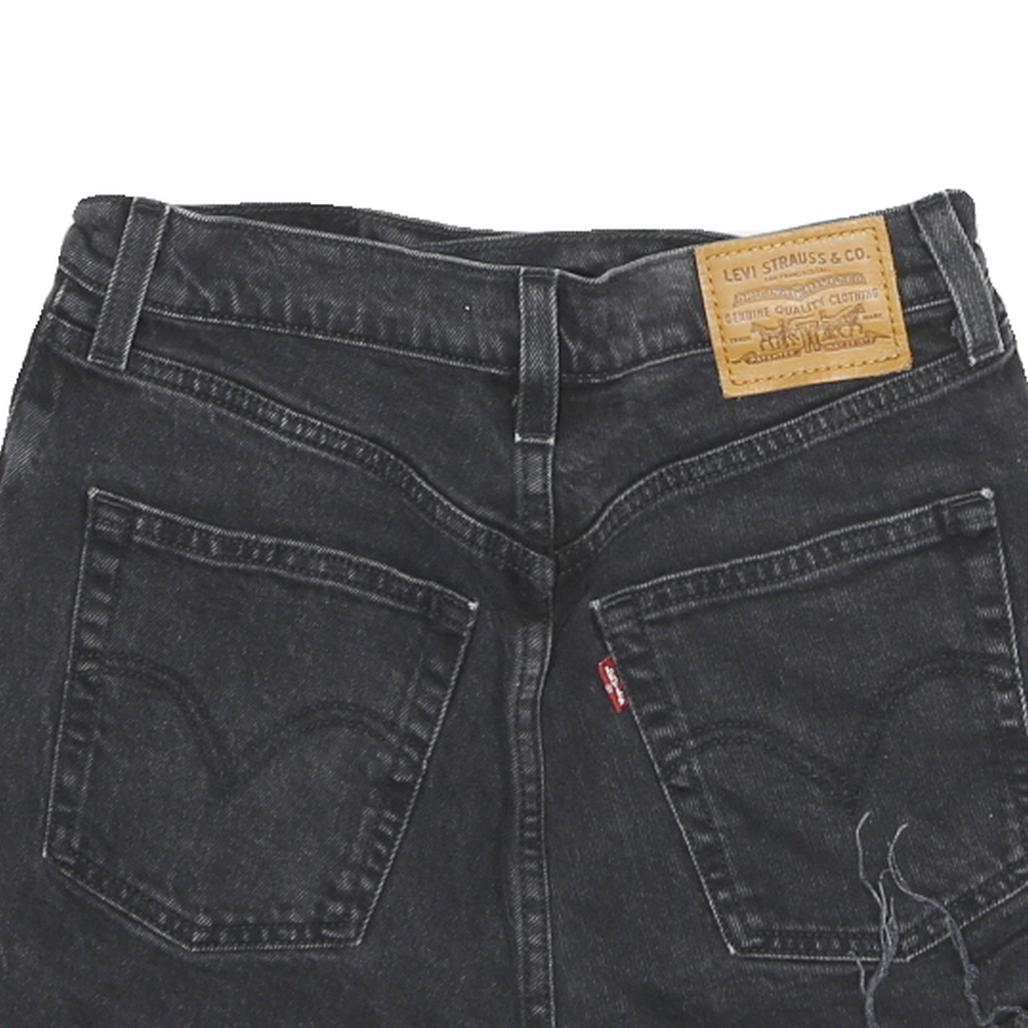 LEVI'S Womens Black Denim Cut-Off Shorts M W26 Distressed Hem Casual