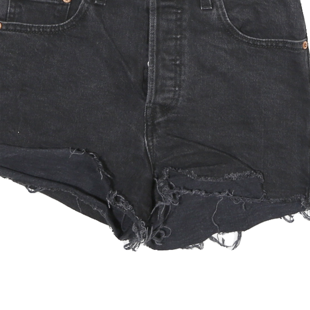 LEVI'S Womens Black Denim Cut-Off Shorts M W26 Distressed Hem Casual