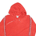 CHAMPION Womens Red Hoodie S Tape Stripe Logo Pullover Drawstring Hood