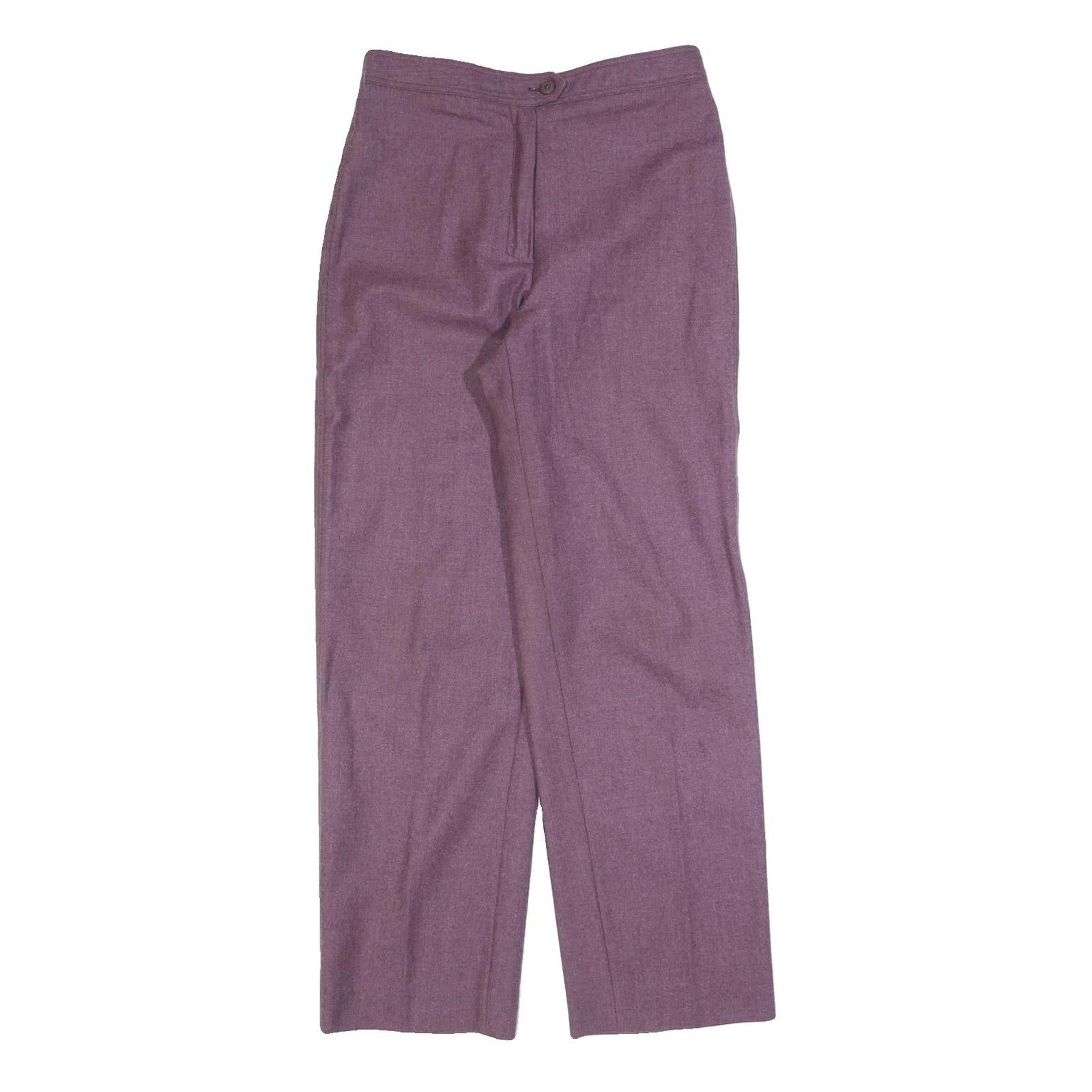 Womens Wool Blend Purple Regular Fit Straight Leg Trousers W28 L30 Classic