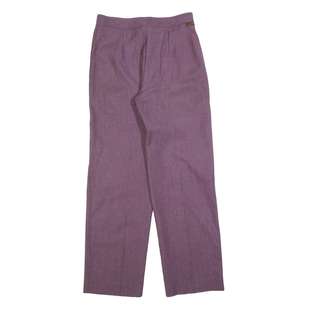 Womens Wool Blend Purple Regular Fit Straight Leg Trousers W28 L30 Classic