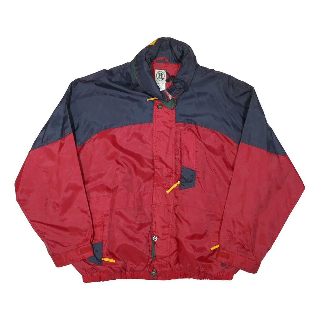 R&R Mens Red & Navy Casual Nylon Jacket XL Zip Collar Long Sleeve