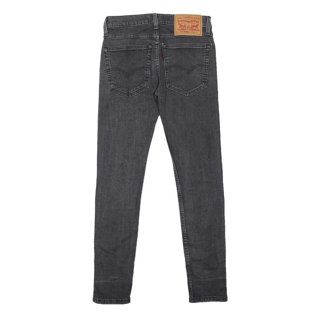 LEVI'S 519 Mens Slim Skinny Black Denim Jeans W30 L30 Cotton Blend Zip
