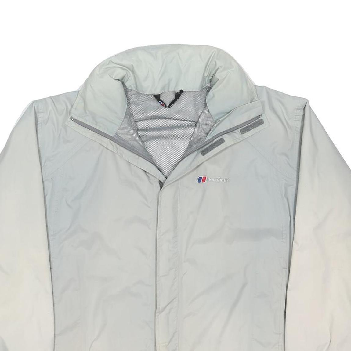 BERGHAUS Womens White Outdoor Jacket UK 12 Polyester Blend Zip Plain Lightweight