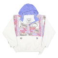 VILGES KUMPE Womens White & Purple Print Zip Jacket L Polyester Blend Hooded