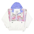 VILGES KUMPE Womens White & Purple Print Zip Jacket L Polyester Blend Hooded